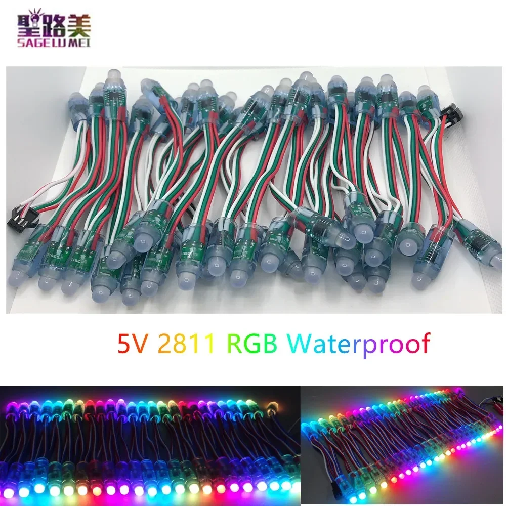 50 개/몫 5V 12mm WS2811 IC RGB 디지털 풀 컬러 Led 픽셀 모듈 문자열 조명 IP67 휴일 크리스마스 축제 조명