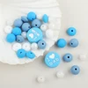 34Pcs/Set Silicone Beads I Love Mum and Dad Round Chew Beads Set Food Grade For Jewellery Making DIY Pacifier Chain Accessories 4