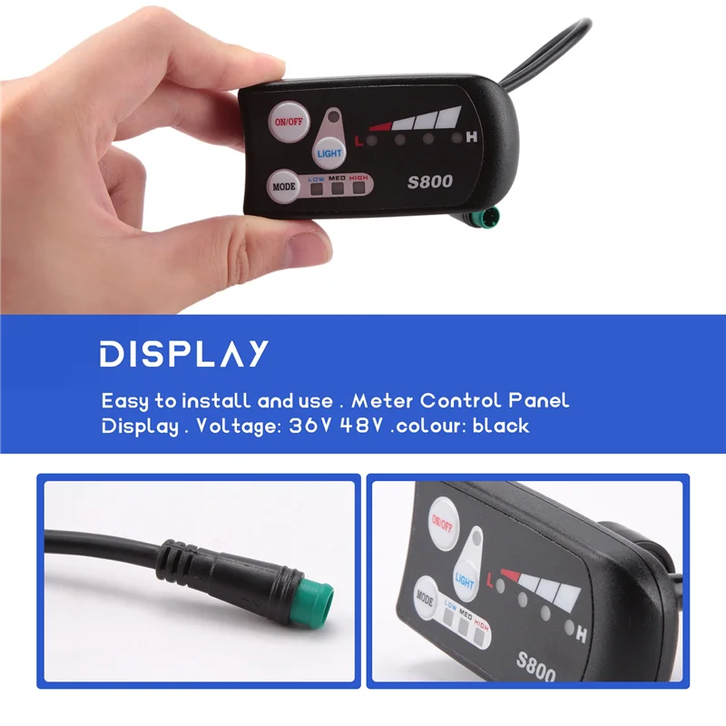 Panneau de commande de compteur LCD LED pour vélo électrique 36v 48v S800, affichage pour contrôleur de vélo électrique, connecteur étanche à 5 broches 1 Panneau de commande de compteur LCD LED pour vélo électrique 36v 48v S800, affichage pour contrôleur de vélo électrique, connecteur étanche à 5 broches 1