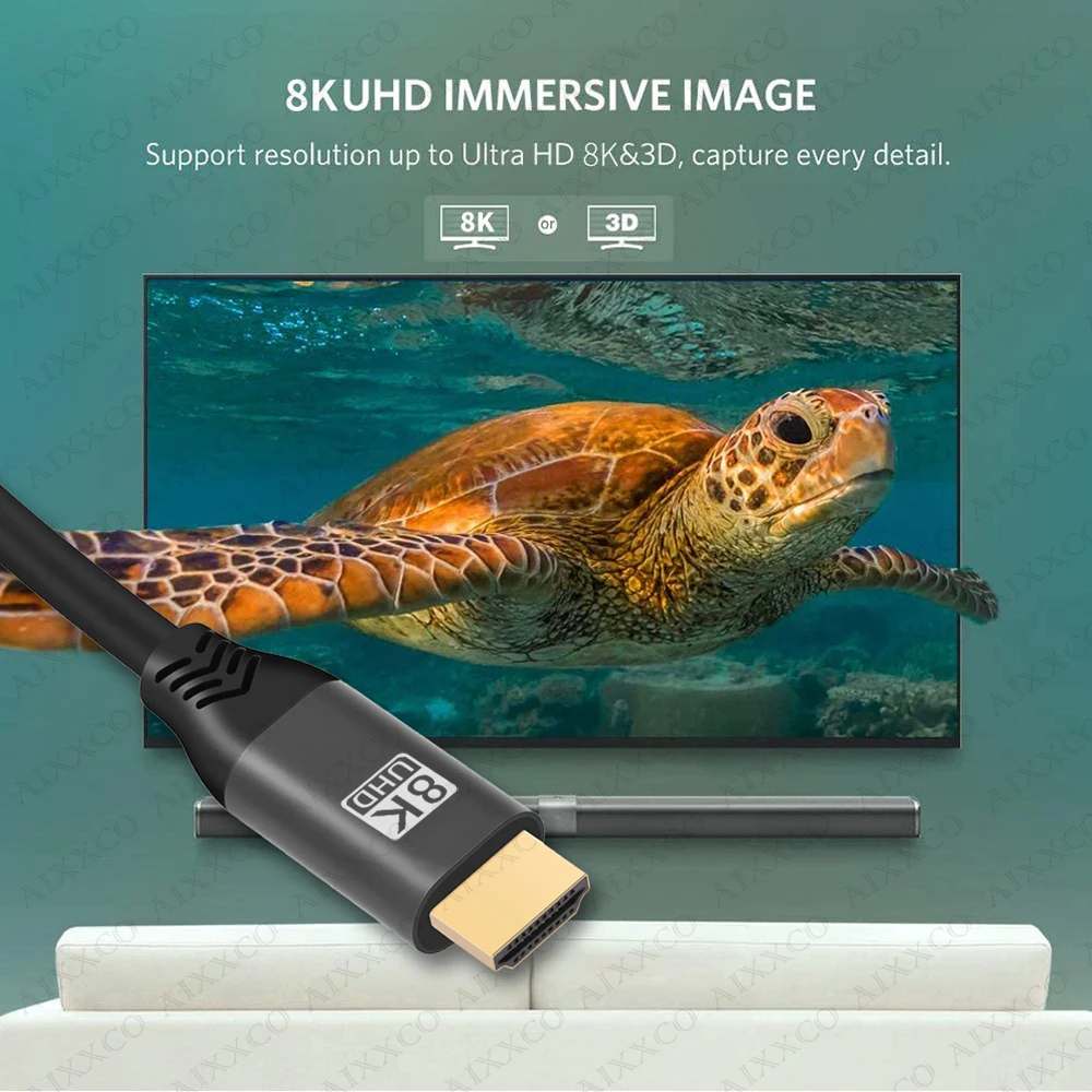 AIXXCO 8K HDMI-Compatible Cable 4K/120Hz V2.1 Wire Ultra High-Speed 48Gbps 8K/60Hz HDMI-Compatible Splitter Digital Cable Cord hdmi cable hdmi splitter converter