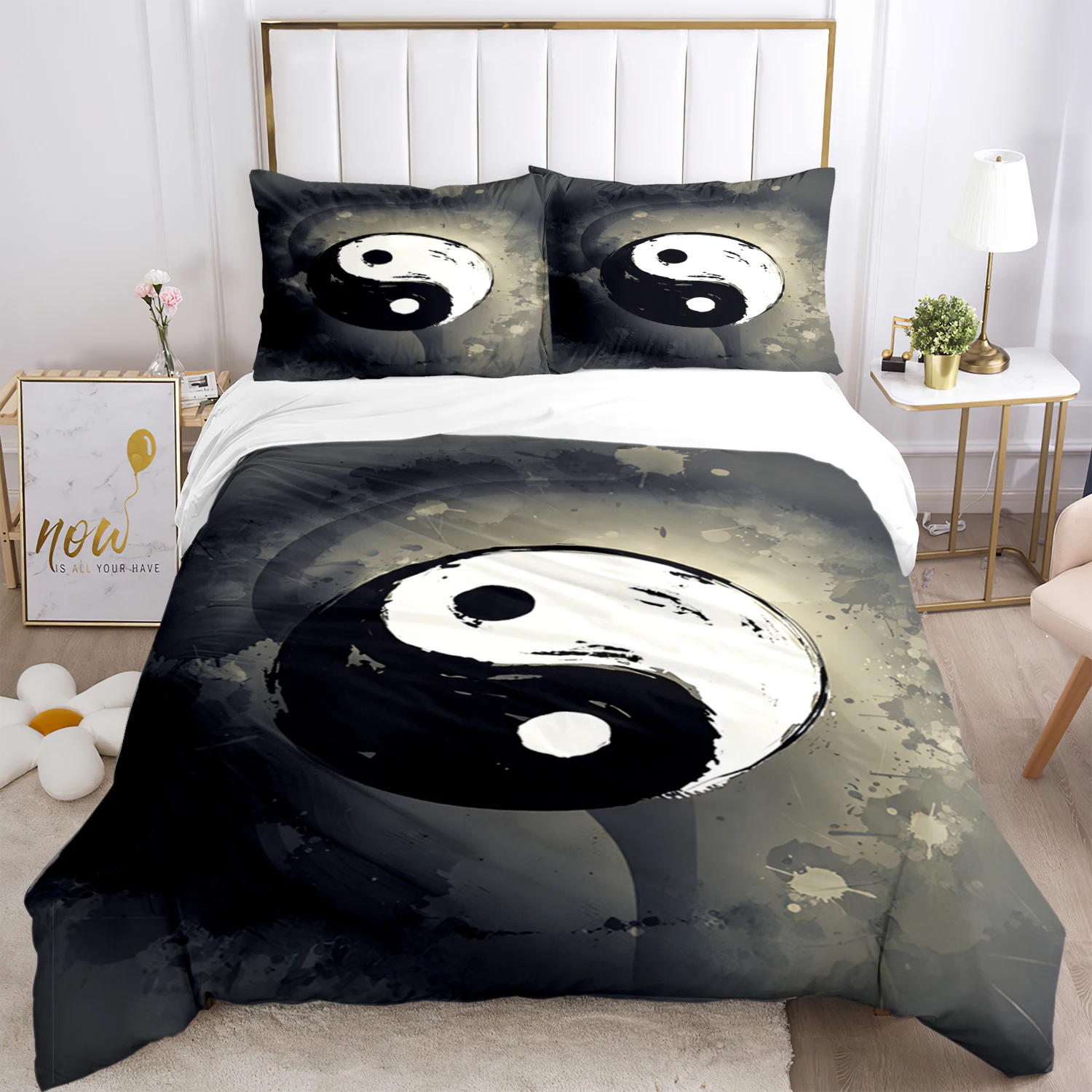 

Tai Chi Chinese HD Print Three Piece Bedding Set Fashion Article Children Adults for Beds Quilt Covers Pillowcases Bedding Set