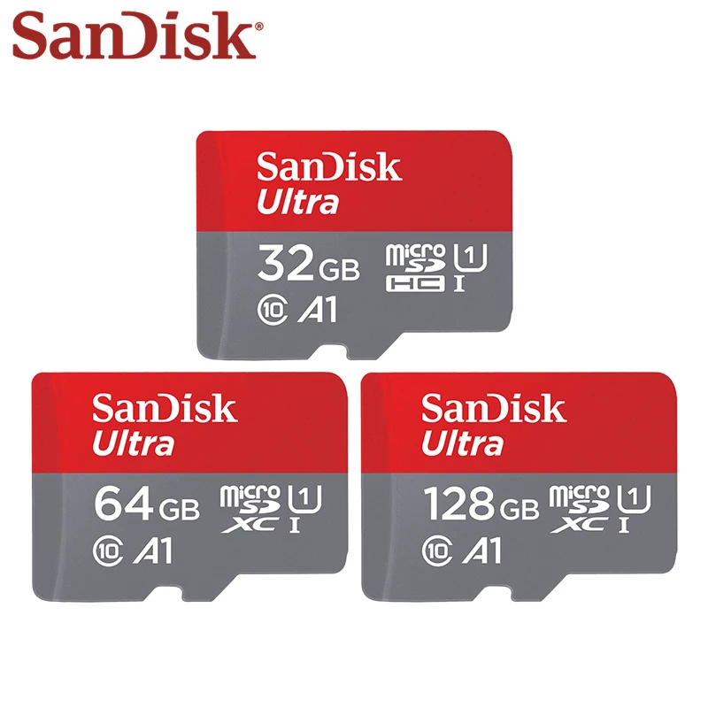10pcs/Lot SanDisk 100% Original Memory Card 128GB 64GB 32GB A1 Micro TF SD Card Class 10 UHS-1 Flash Card for Samrtphone/PC