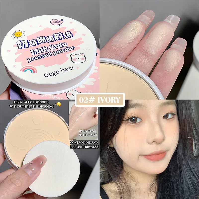 Pressed Powder Foundation Setting Powder 1Pcs Cartoon Matte Oil Control Pressed Powder Natural Makeup Setting Powder High Gloss Concealer Brightening Skin Color