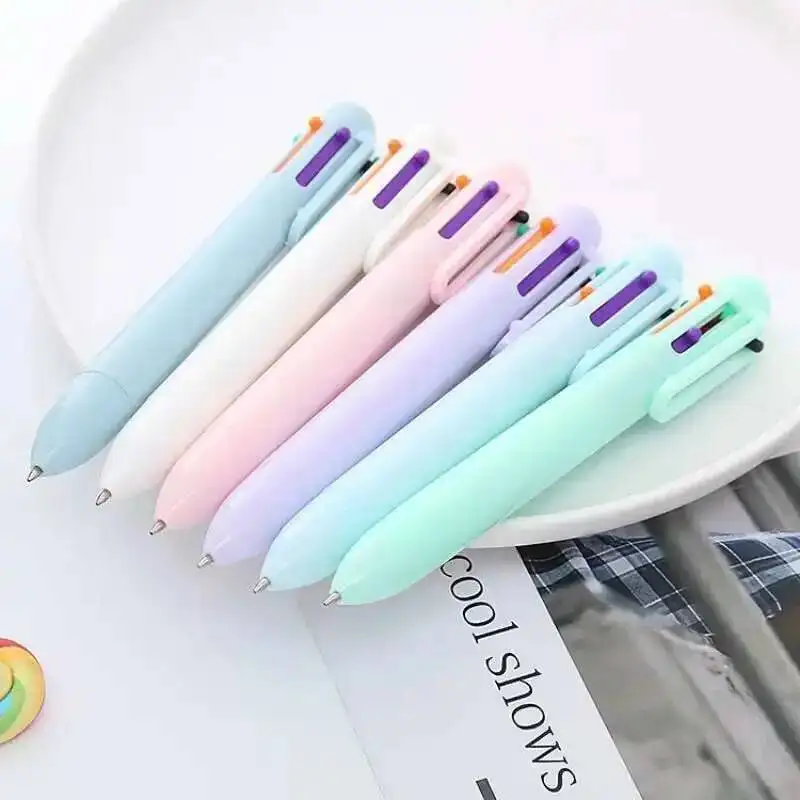 Stationery School Supplies 6 Color Macaron Pens Multicolor Ballpoint Pen Multifunction Office Creative Pen 1 Piece ballpoint pen,multifunction ballpoint pen,multifunctional pen,ball point pen