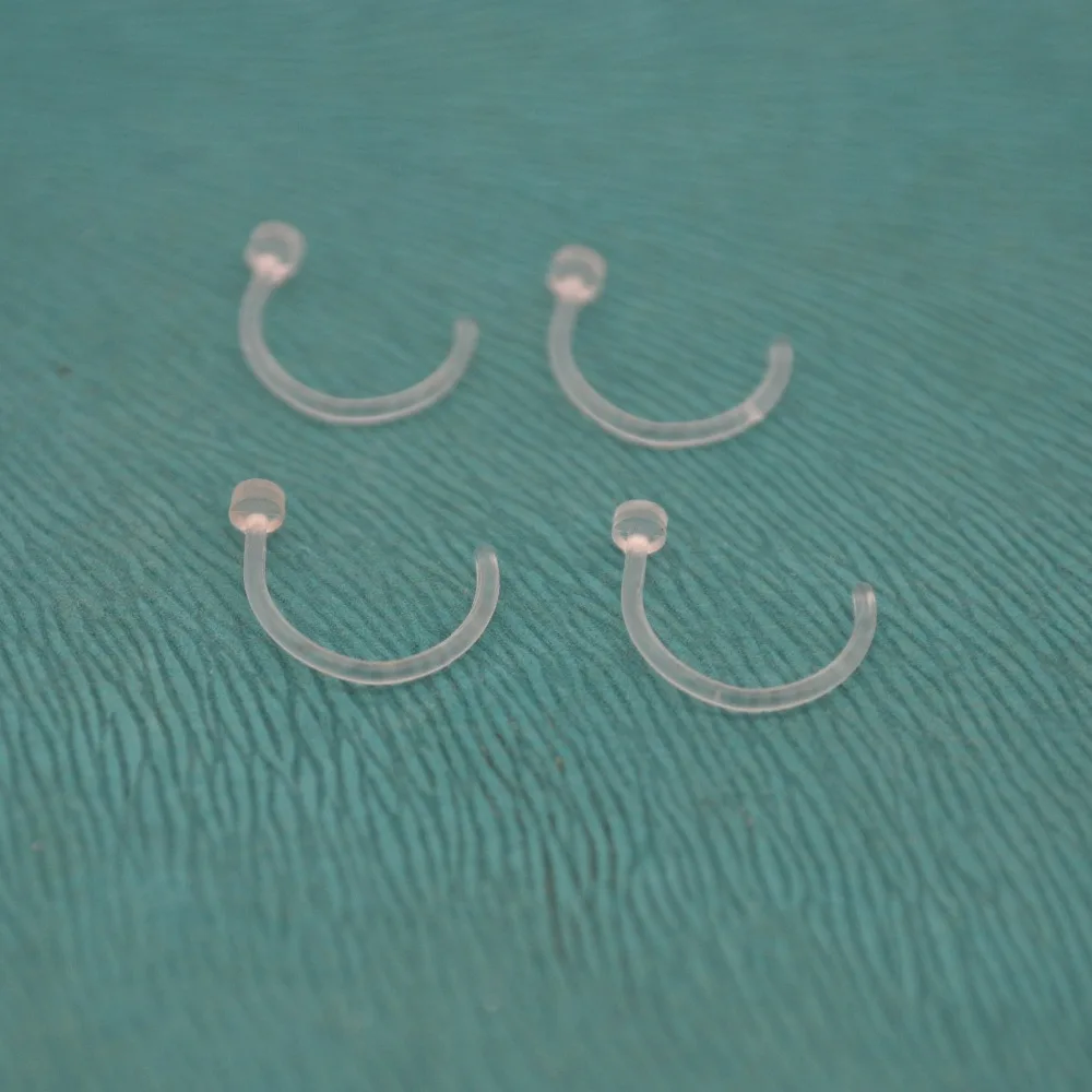 Open Clear Nose Studs Rings Transparent Retainers Hide Piercing