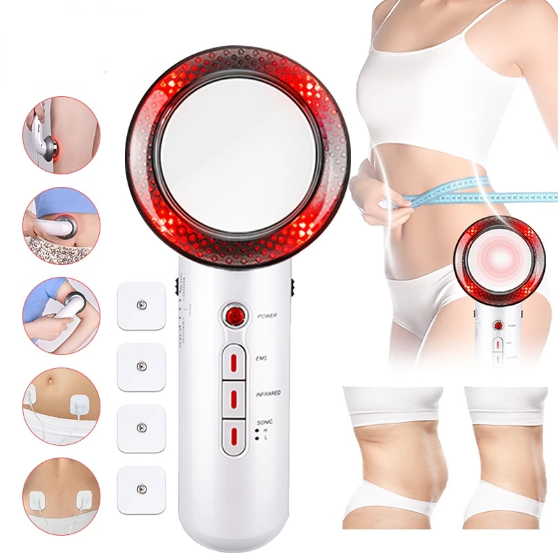 

Face Reduction 3 in 1 EMS Infrared Ultrasonic body Massager Anti cellulite Fat Burner Weight Loss Infrared Slimming Machine