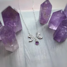 

1pc Silver Color Fashion Double Moon Necklace Fairy Transparent Bead Pendant Female Necklace Jewelry Gift For Women