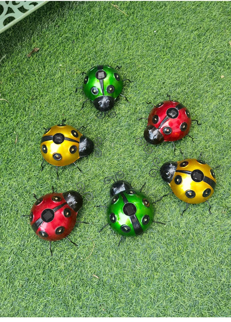 solar fence lights Garden Decorative Solar Lights LED Outdoor Waterproof Solar Powered Ladybug Wall Lamps for Villa Garden Courtyard Balcony solar motion lights