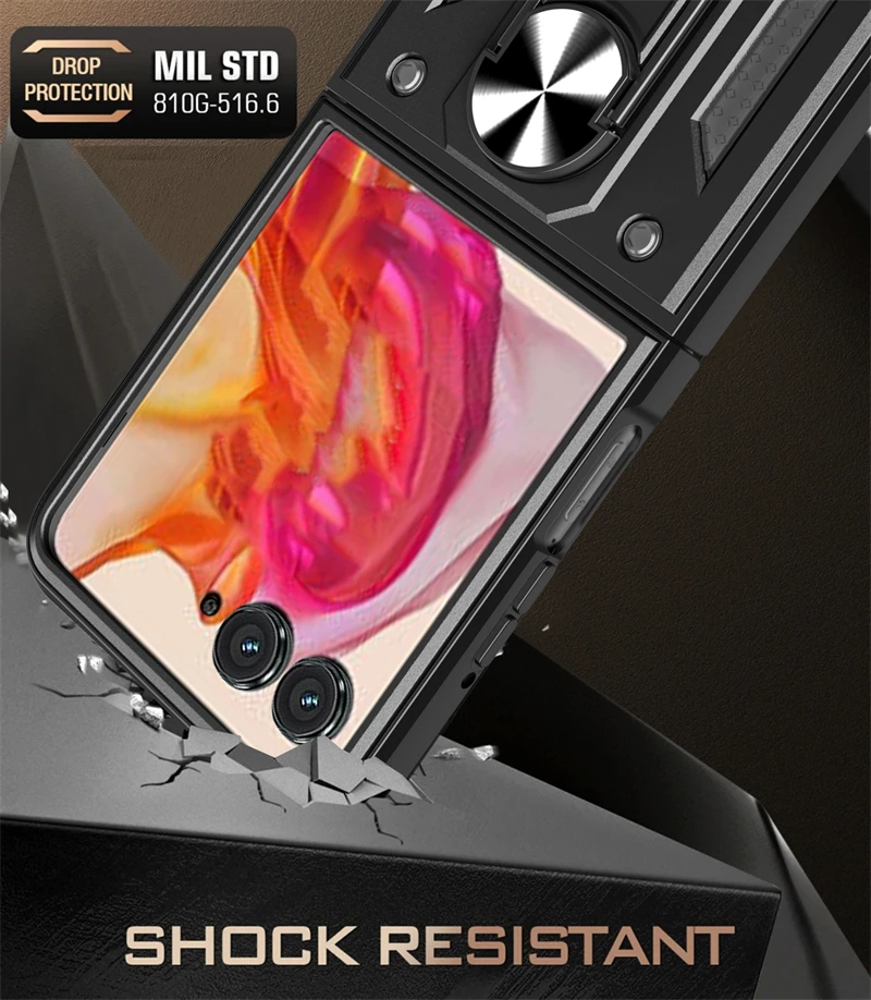 Shockproof Armor Case with Magnetic Ring Holder - Durable Back Cover