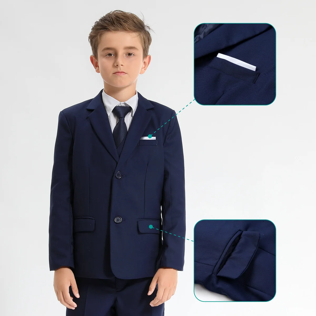 Pak Voor Kinderen Jongens Bruiloft Formele Outfit Set Kinderen Gentleman Ring Drager Kleding Uit Te Voeren Smoking Vest + Broek + Blazer 3 Stuks