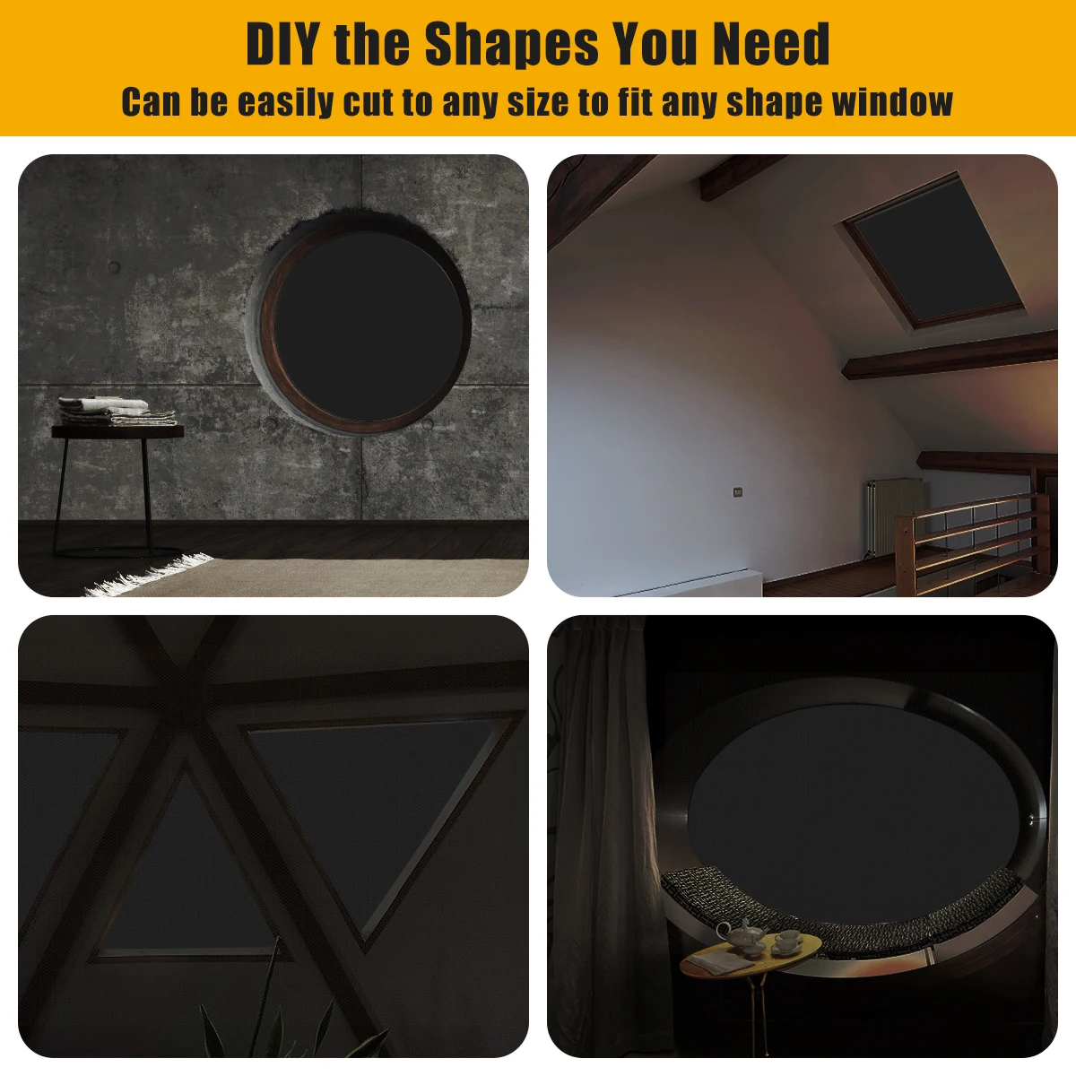 Portable Blackout Blind Black Oxford Cloth Light Blocking Curtain Self-Adhesive Privacy Protect Darkening Curtain for Travel