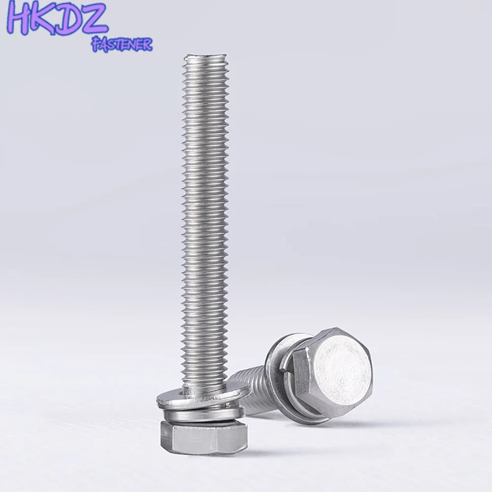 

M6 M8 M10 M12 316 Stainless Steel Three Combination Screws Washer External Outside Hex Hexagon Head Cap Screw Bolt