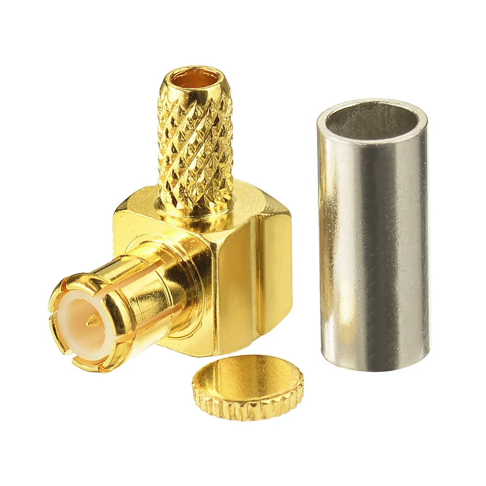MCX Crimp Male Right Angle RF Coaxial Connectors for LMR100 RG174 RG316