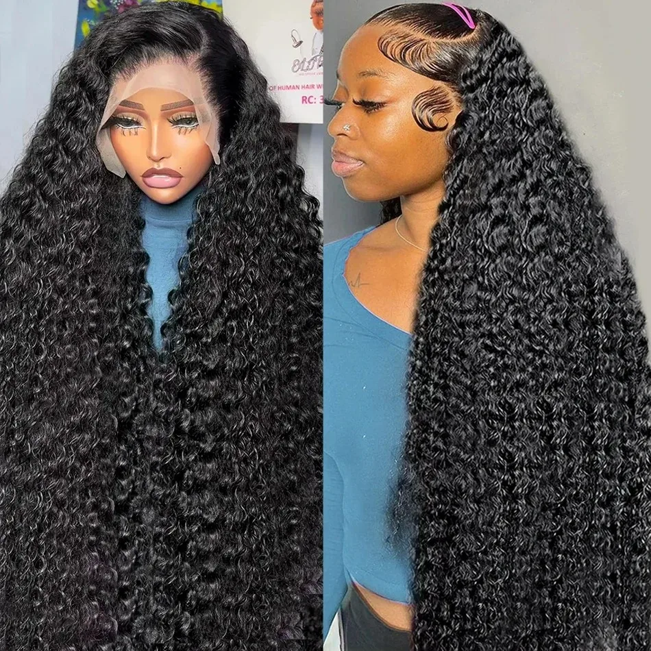 36 38 Inch Deep Wave 13x6 HD Transparent Lace Front Wig 13x4 Curly Lace Front Human Hair Wigs 200 Density For Women PrePlucked human hair wig