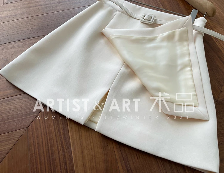 leather skirt 【Provide label】2022 Spring Summer Women Fashion Designer Sashes Rice White High Waist A-Line High Quality Skirts skater skirt