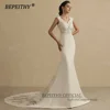 BEPEITHY Customized V Neck Mermaid Wedding Party Dress Sleeveless Court Train Vintage Boho Bridal Gown For Women Online Shopping 5