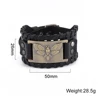EUEAVAN Punk Death Skull Moth Genuine Wide Leather Bracelet Gothic Design Aesthetic Men Bangle Vintage Party Jewelry Accessories 6