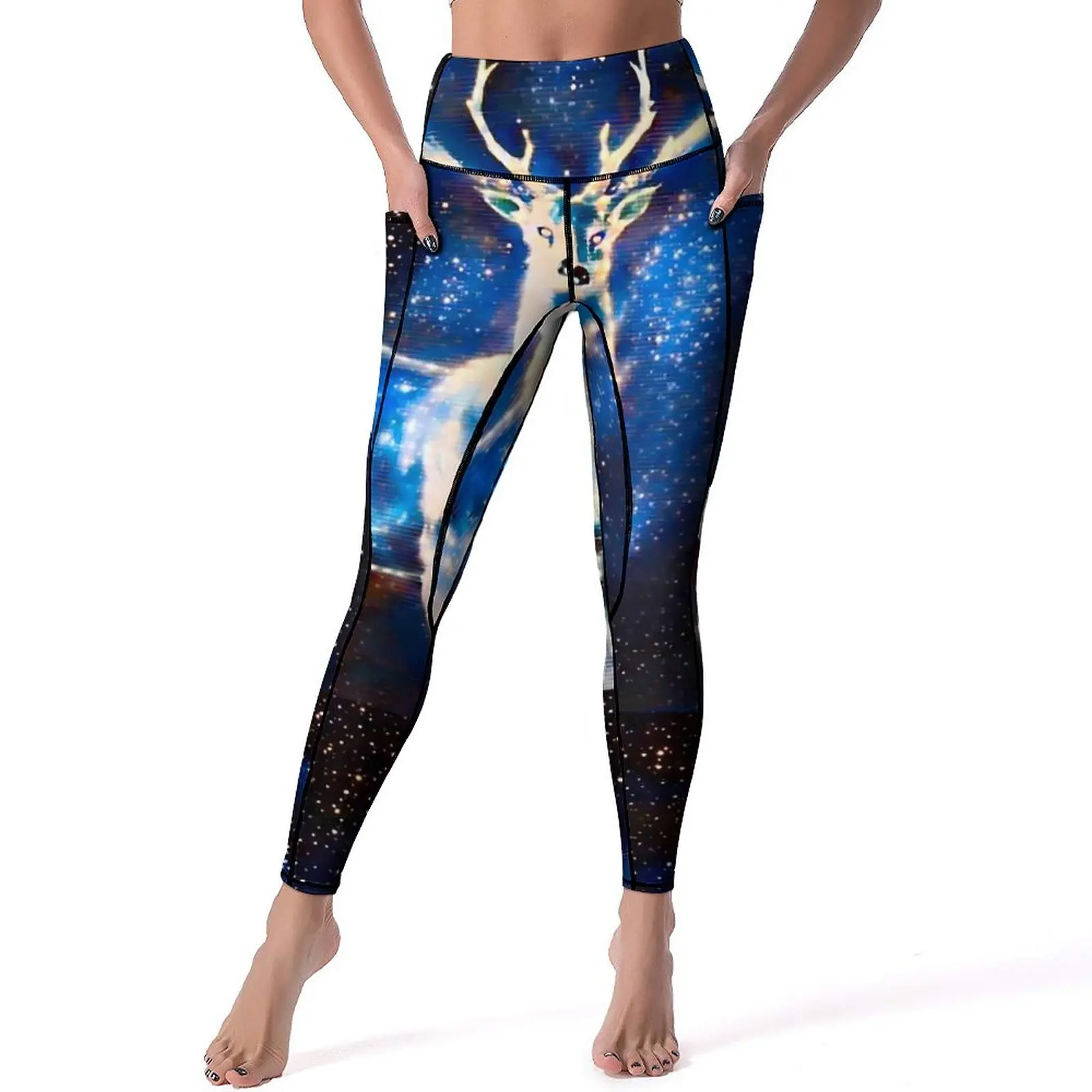 

Alien Space Deer Yoga Pants Women Abstract Animal Leggings High Waist Casual Yoga Legging Elastic Custom Fitness Sport Pants