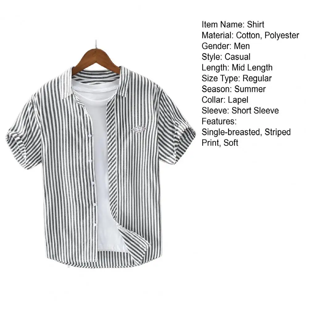 Description Picture 3 of itemSummer Short-sleeved Shirt Men's Summer Lapel Dress Shirt Single-breasted Mid Length Cardigan for Formal Business Beach Commute