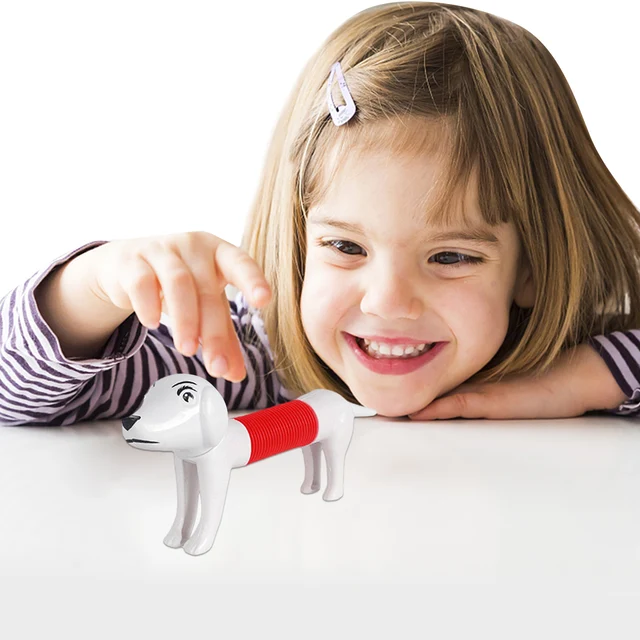 Tube rétractable en forme de chiot pour enfant, jouet extensible