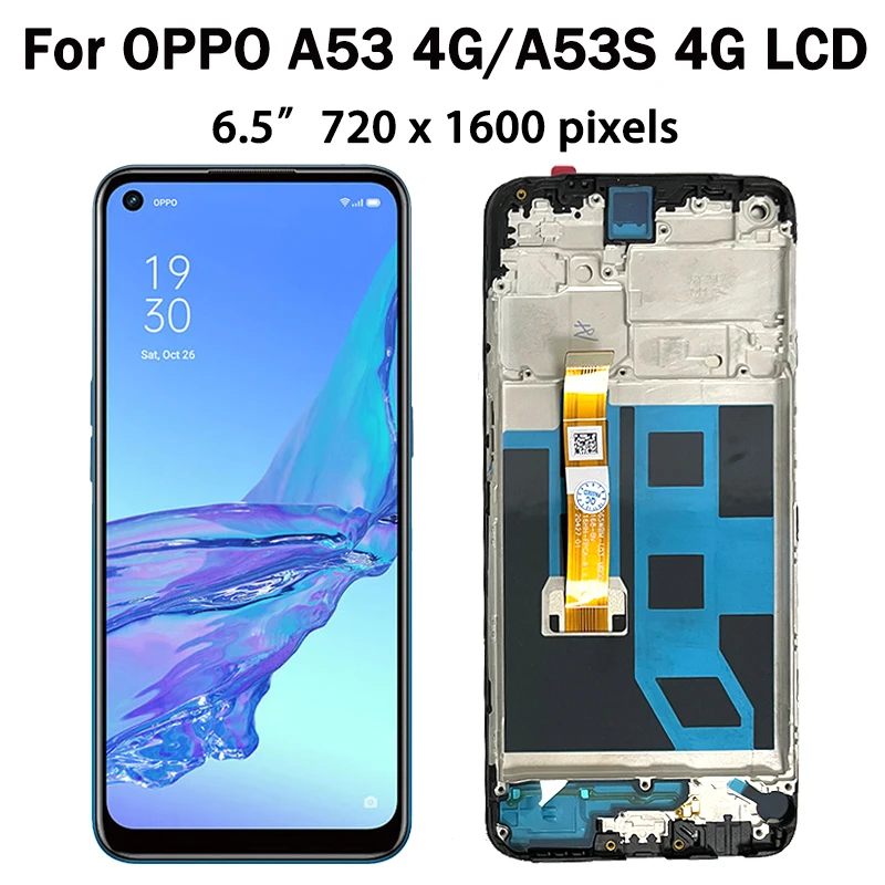 6.5"Inch 90Hz For Oppo A53s 4G CPH2139 LCD Display Touch Screen Digitizer Assembly Replacement For Oppo A53 4G CPH2127 LCD Frame 4