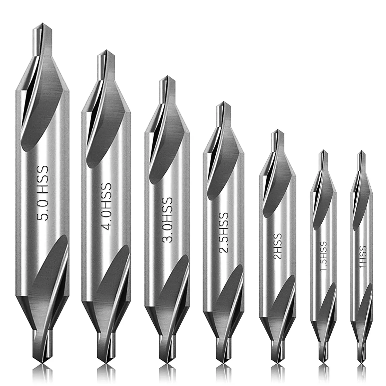 

7 Pcs Center Drill Bits Set 60-Degree Angle Center Drill Bits Kit Countersink Tools for Lathe