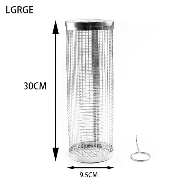 Stainless Steel Rolling BBQ Basket – Portable Mesh Cylinder Grill Rack 5