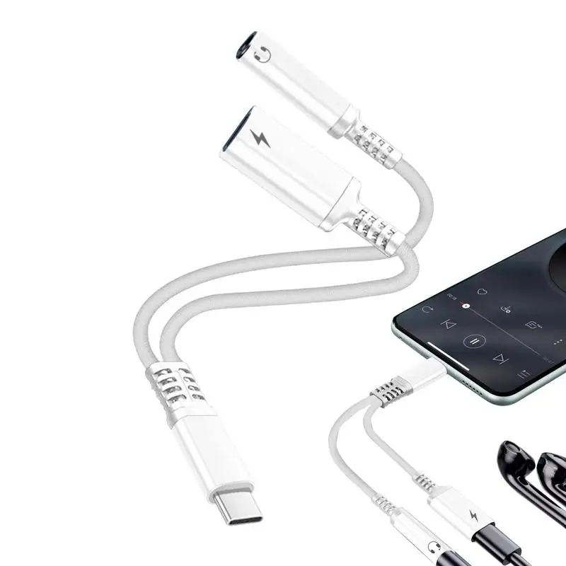 

2 IN 1 Type C To 3.5mm Jack Earphone Charging Cable Converter PD 60W QC Type C OTG Adapter For MacbookPro SamsungXiaomi Huaweii