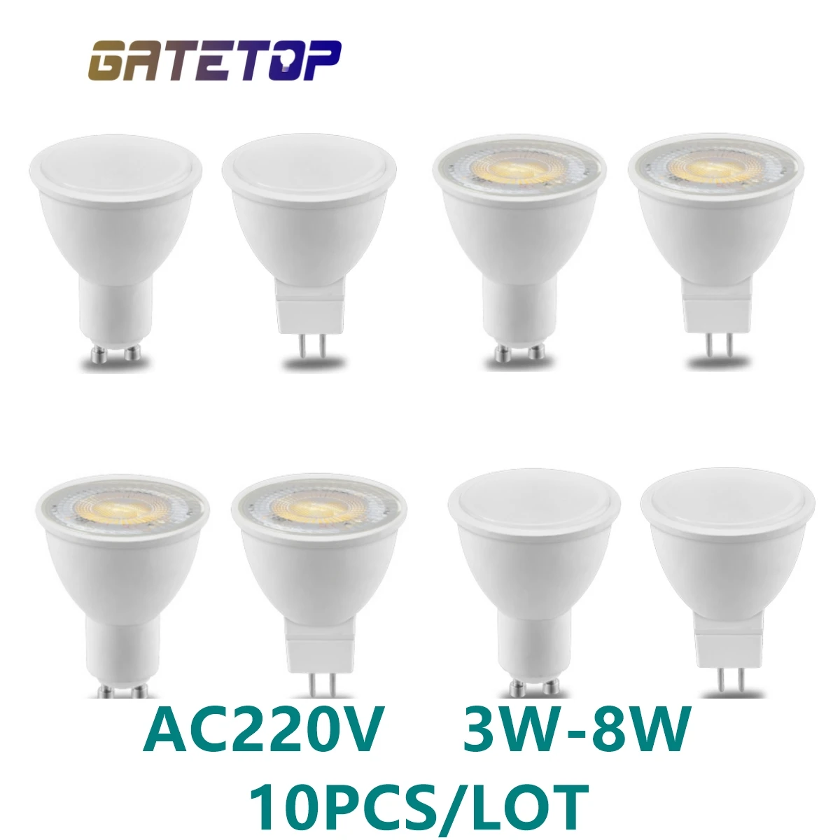 Foco de luz LED para decoración del hogar, lámpara halógena de reemplazo, Gu10, GU5.3, luz diurna blanca cálida y fría, AC220V