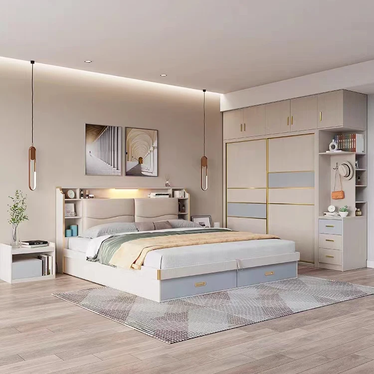 Modern Home Furniture Bedroom Set Storage Queen Bed Frame Multifunctional Tatami King Size Wooden Beds