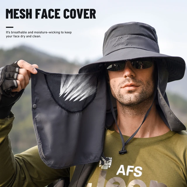 Fishing Sun Hat UV Protection Wide Brim Neck Flap Face Cover