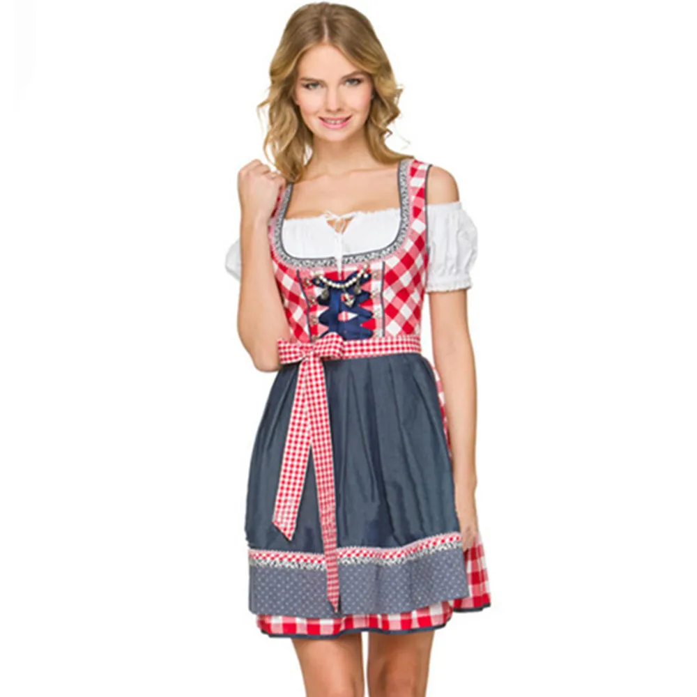 Ladies Oktoberfest cosplay costume Traditional Dirndl Dress Apron Set for Germany Beer Wench