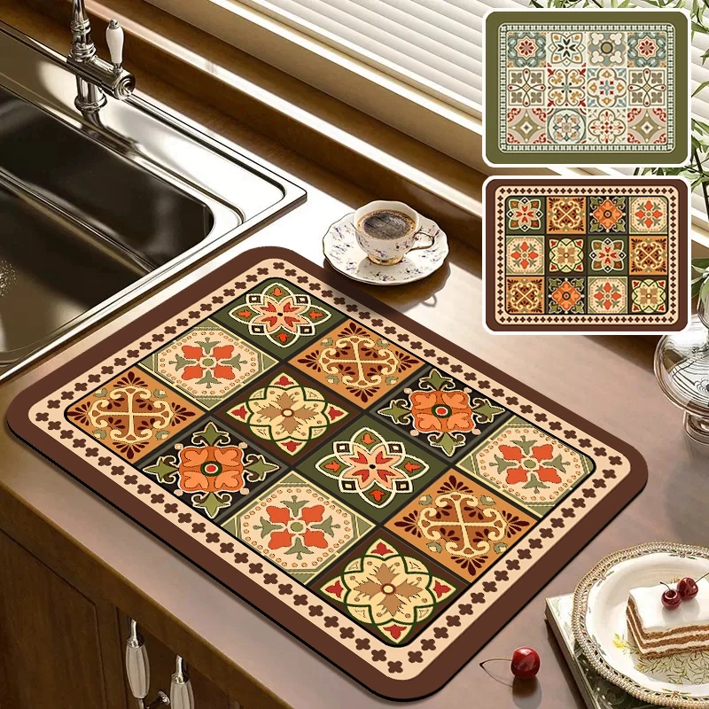 Tableware Drying Mat Super-absorbent Tableware Nordic Drain Pad Kitchen Placemat Home Draining Mats Table Counter Pads