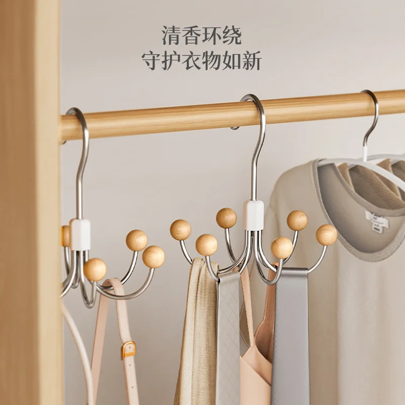 Wardrobe Hooks Multi-functional Rotatable Six-jaw Hooks Underwear Suspenders Hats Ties Storage Hangers Hooks