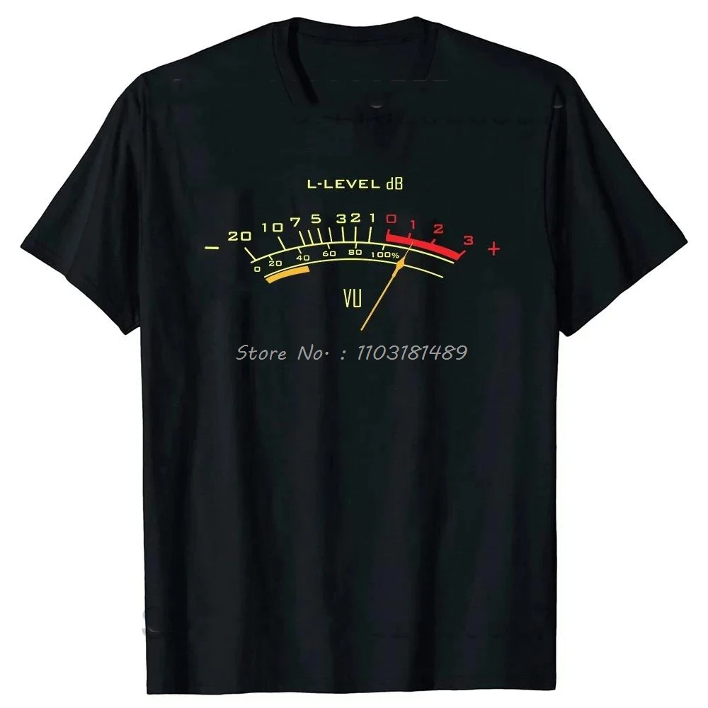 VU Meter Music Sound DB DJ Retro Vintage Classic T Shirt Men Casual Short Sleeve Tees Tops Harajuku Analog Audio Mens Clothing 4