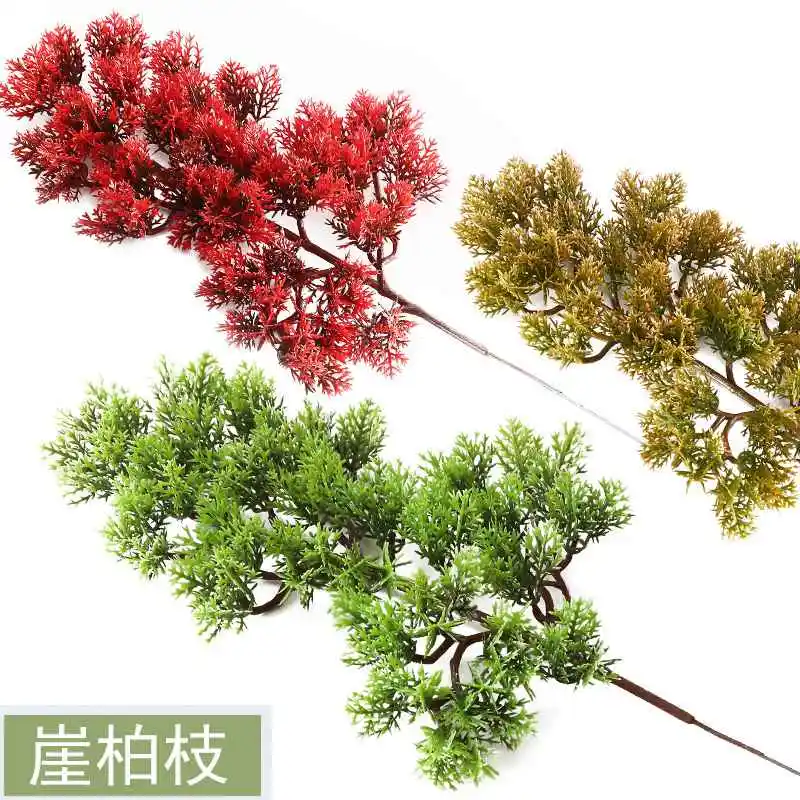 

Decorative Plants Bonsai Accessories Cliffs Cypress Leaves Simulated Pine Branches Little Beauty Pine Artificial Flowers