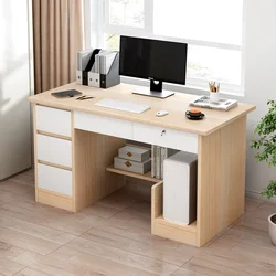 Bureau d'écriture moderne et minimaliste pour étudiants, bureau de chambre à coucher avec serrure de tiroir, bureau d'ordinateur 