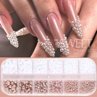 1/2Boxes White Pearl Beads Nail Charms 1-5mm Half-Round Coffee color Pearl Nail Decoration for Winter Manicure Accessories Parts 2