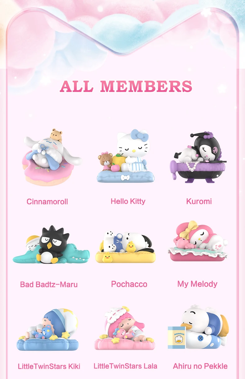 POP MART Sanrio Fall Asleep collectible figure from mystery blind box – includes free shipping to Singapore.