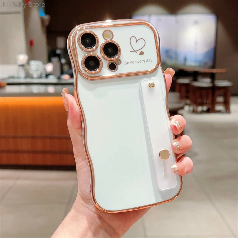 Glitter Camera Protection Luxury Jellewed Heart Holder Liquid Soft Phone Case For iPhone 11 12 13 14 15 16 Plus Pro Max Cover_voghion.com