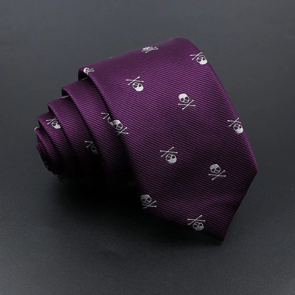 Neck ties Casual Slim Skull Ties For Men Classic Polyester Red Blue Neckties for Wedding Party Cosplay Neckwear
