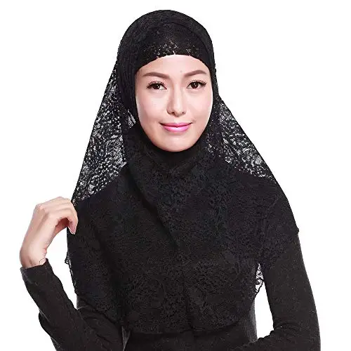 

Женский мусульманский тюрбан, кружевной длинный хиджаб-шарф, однотонные шарфы на голову