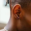 Classic 4 Claws Hippie Stud Earrings for Men Square Blue Zirconia Hiphop Ear Piercing Lobe Accessories Punk Rapper Party Jewelry 4