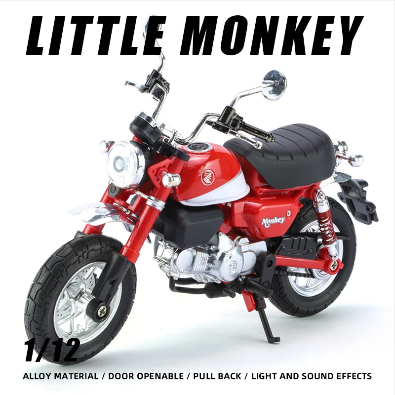 1:12 Little Monkey Alloy Motorcycle Model Diecast Vehicle Toy Gift For Children Boy Miniature Metal Motorcycle Hot Wheel Premium