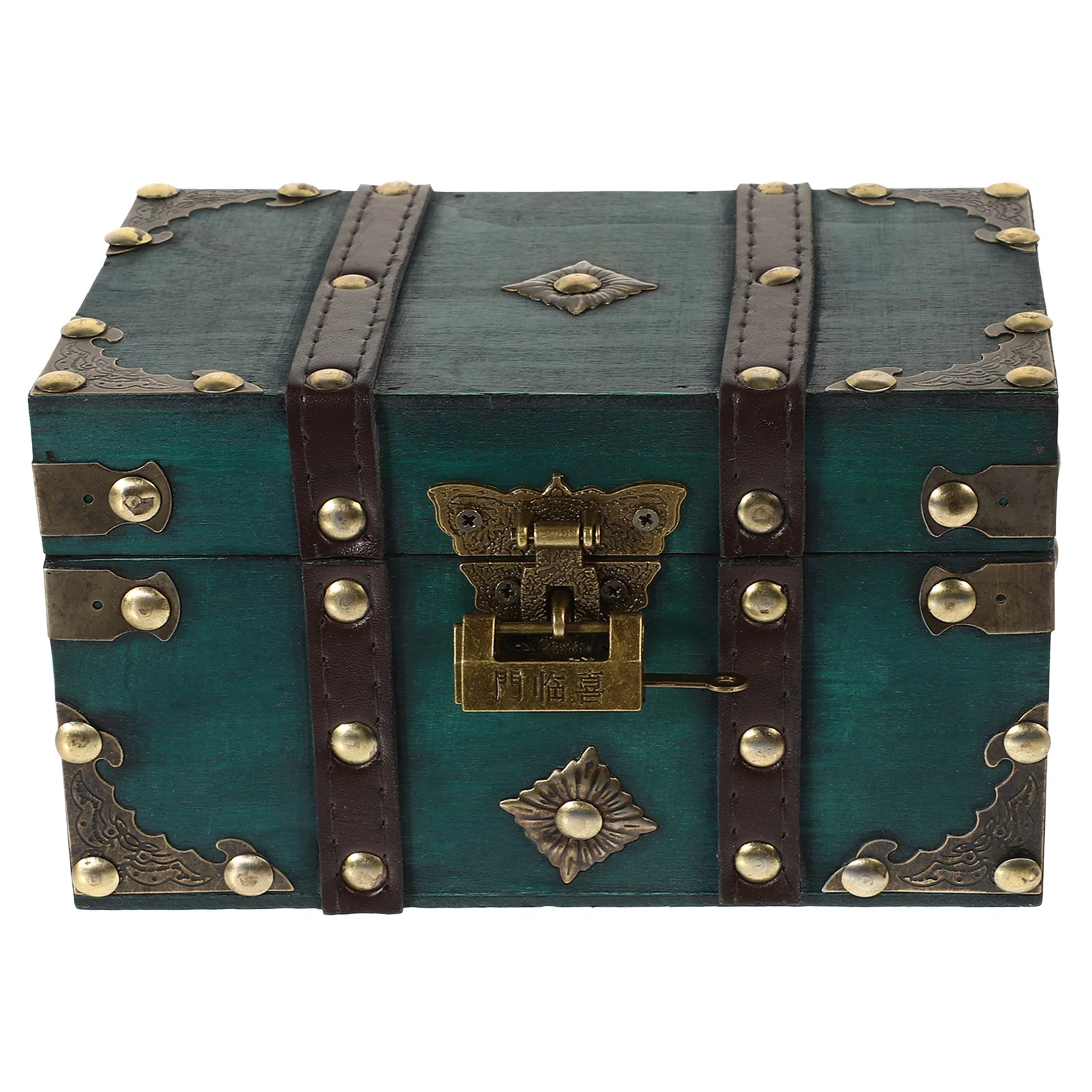 

Storage Boxes Case Retro Jewelry Large Organizer Wood Piggy Bank Vintage Pirate Treasure Chest Locked