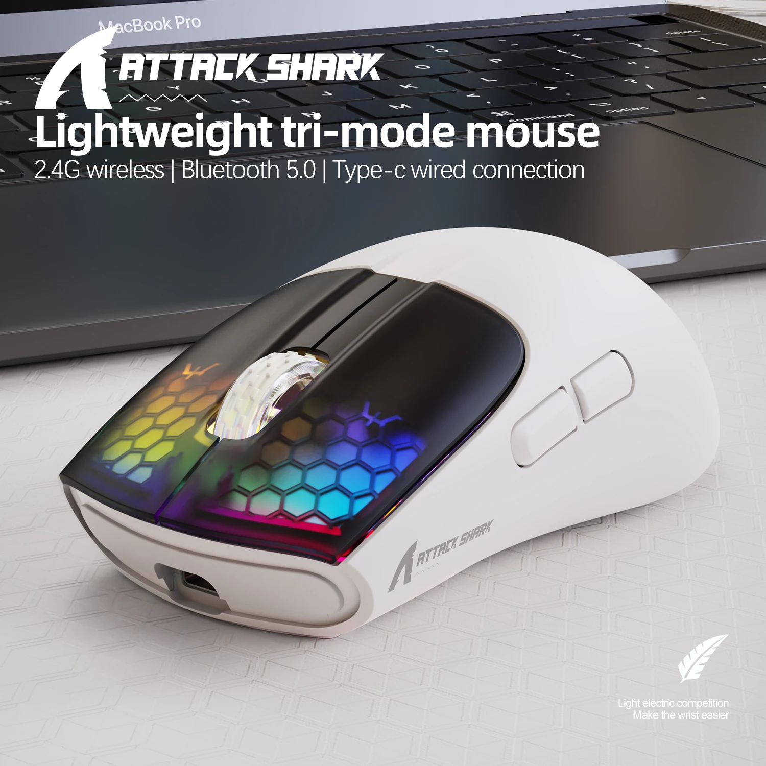 Attack Shark X5 Wireless Mouse Bluetooth Tri-Mode PAW3212 Sensor 4000DPI Optical RGB Mouse for PC Laptop Office Gaming wireless mouse,gaming mouse,optical mouse