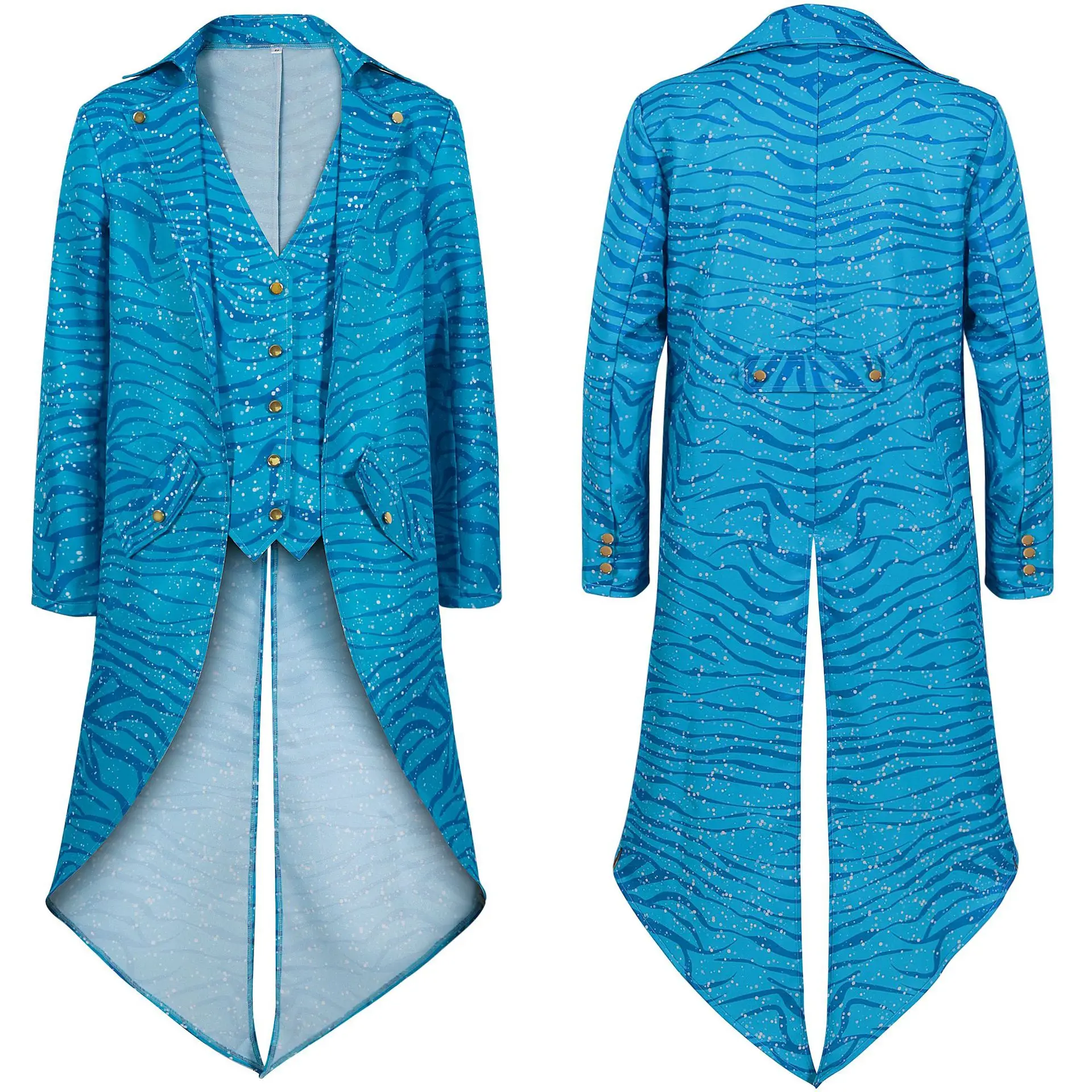 Avatar Costume Cosplay 3D Smoking Stampato Digitale Steampunk Giacca Gotica Cappotto Vittoriano Cappotto Smoking Vintage Coswear Pasquale