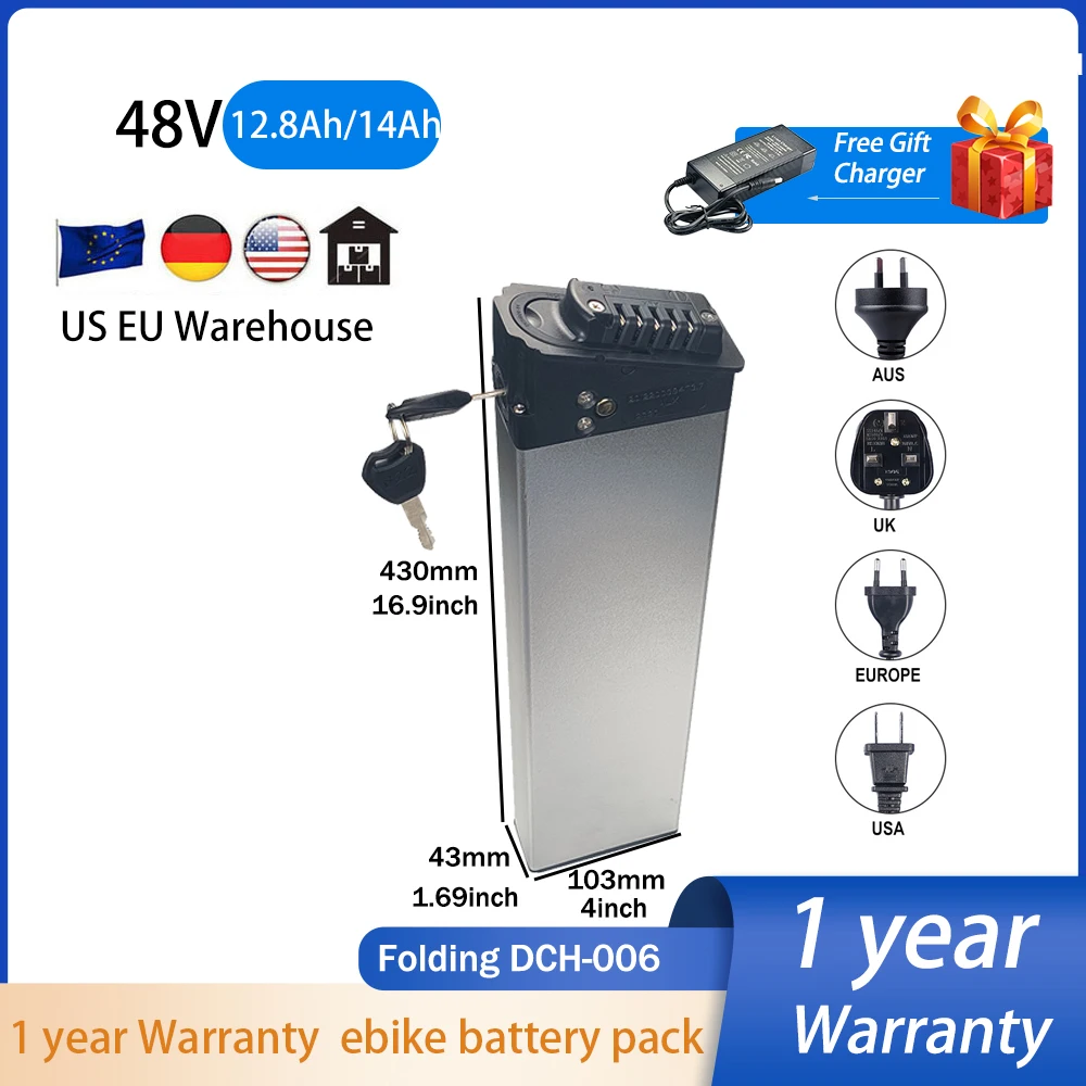 Samebike Lo26 Dch-006 48V Batteria Pieghevole Ebike 12.8Ah 14Ah Per Batterie Di Ricambio Per Biciclette Pieghevoli Fiido Hummer-S