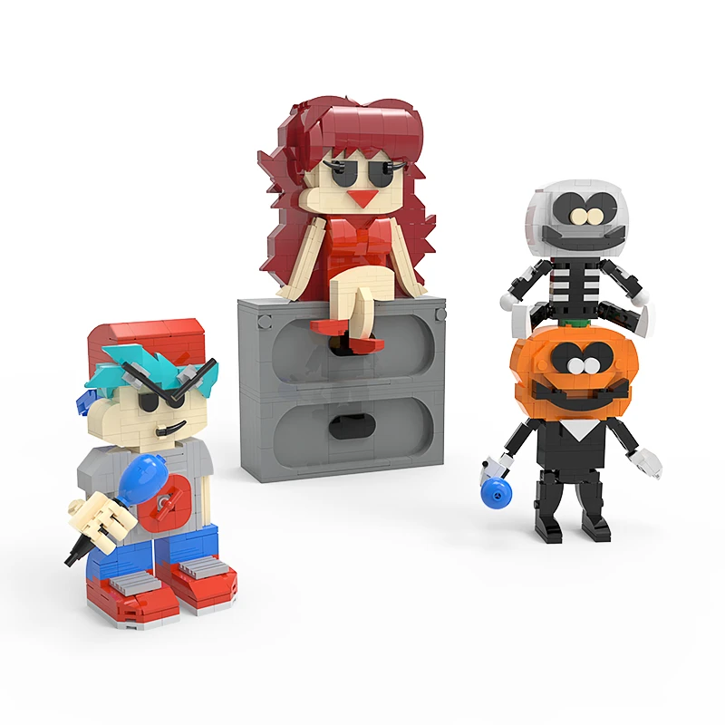Moc Cartoon Figures Boyfriend Girlfriend Skid And Pump Building Blocks Kit For Friday Night Funkin Game Character Children Toys Blocks Aliexpress
