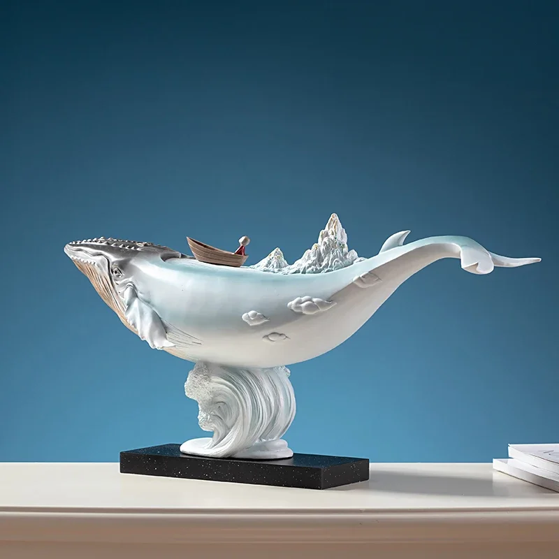 

Creative Whale Statue Bionic Animal Figurine Living Room Office Desktop Decor Crafts Modern Nordic Home Decoration Accessories